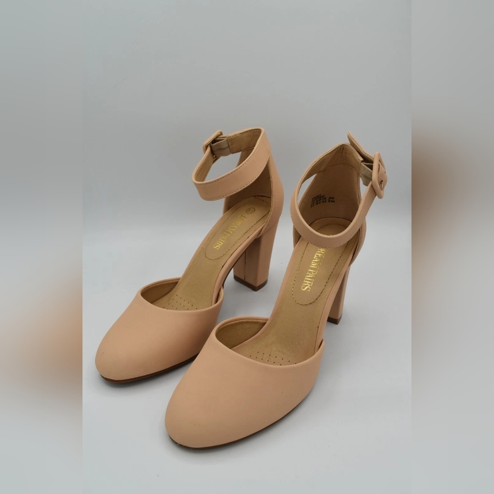 Elegant Nude Ankle Strap Heels